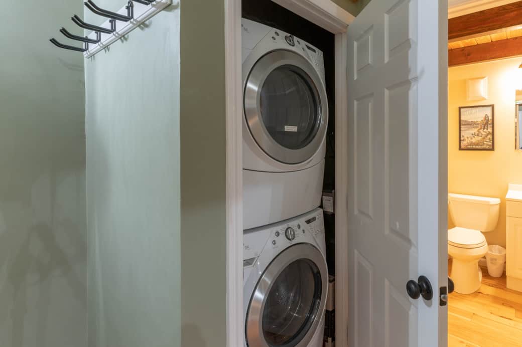 In-unit laundry makes it easy to wash and dry clothing between ski days or hikes.