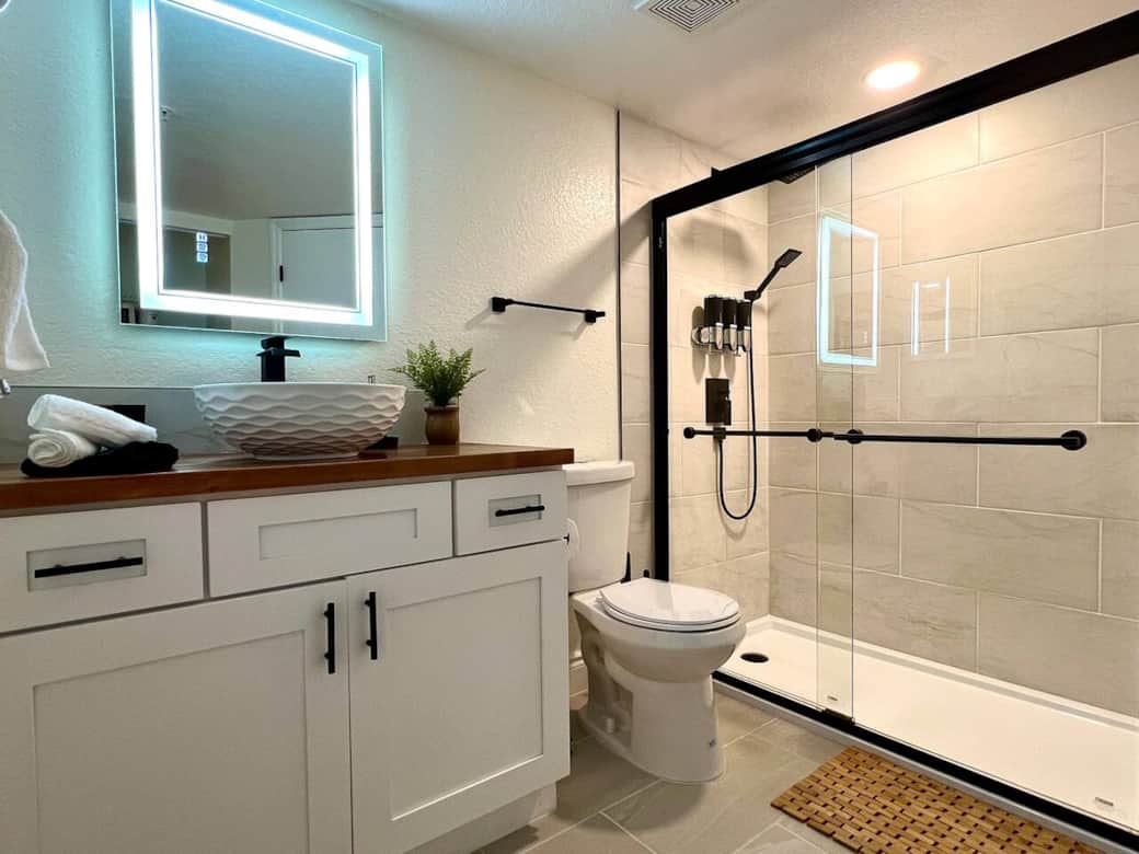 Private master bathroom with walk-in shower
Private master bathroom with walk-in shower