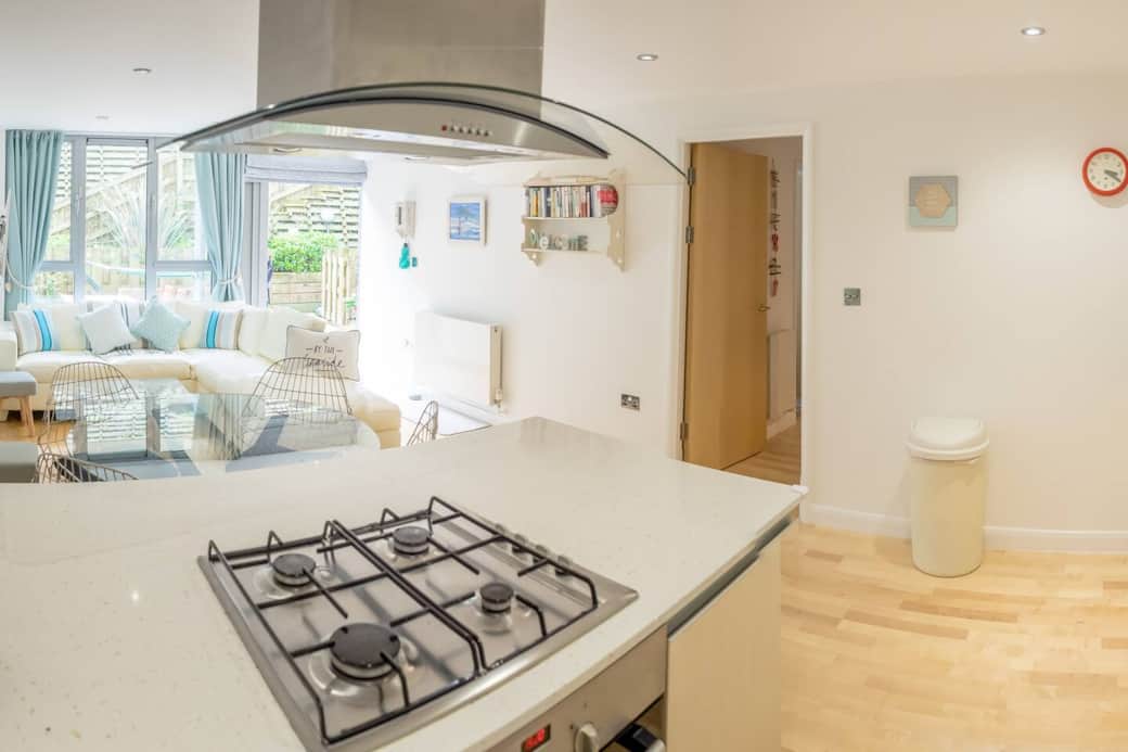 View from the kitchen hob (hall leads to 2 double bedrooms 2 bathrooms and utility cupboard