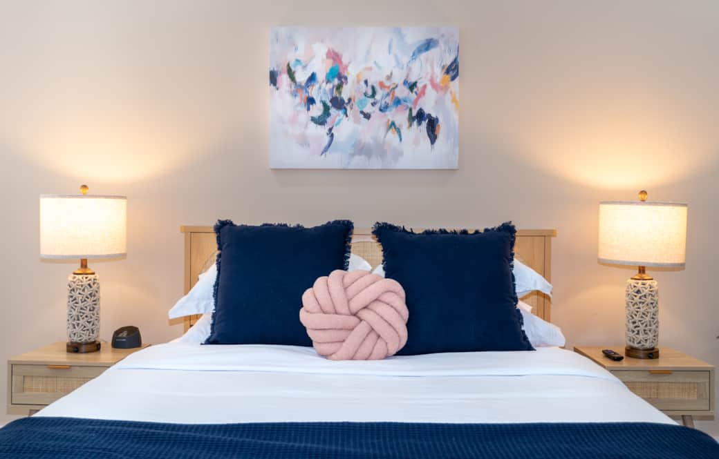 Bedroom 1 - Queen Bed with TV and private bathroom 