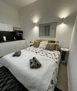 Bedroom and kitchen