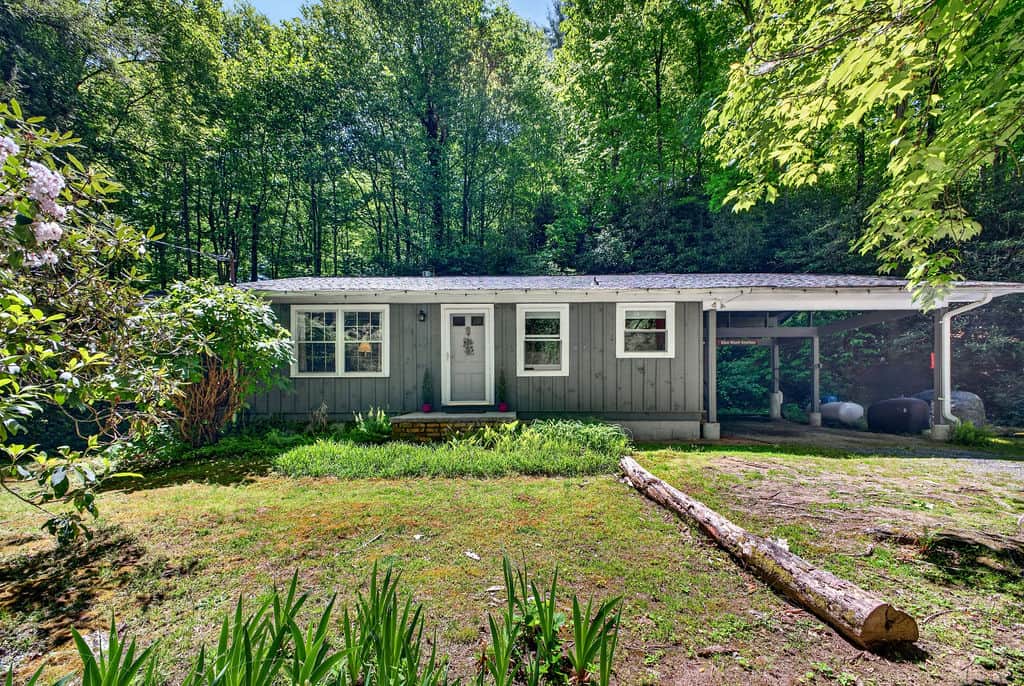 The front of Mountain Creek Escape.  The creek is just to the left of the house.