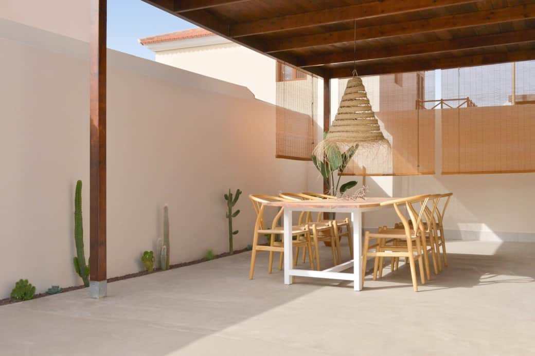 The essence of Fuerteventura: Al fresco dining under the warmth of our wooden pergola. The essence of Fuerteventura: Al fresco dining under the warmth of our wooden pergola.