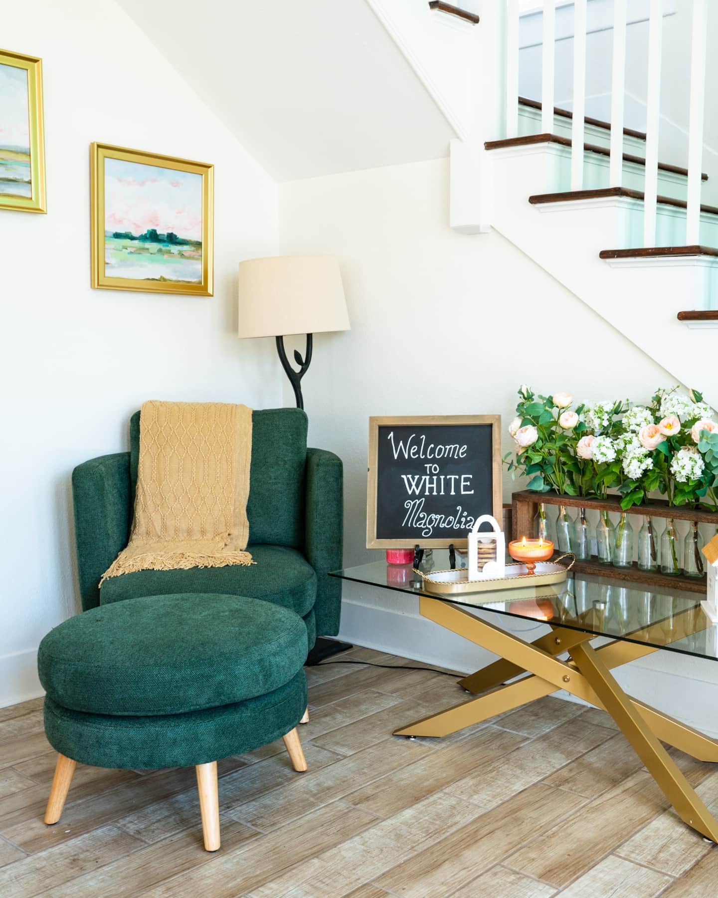 Beach-themed custom welcome display in the home.