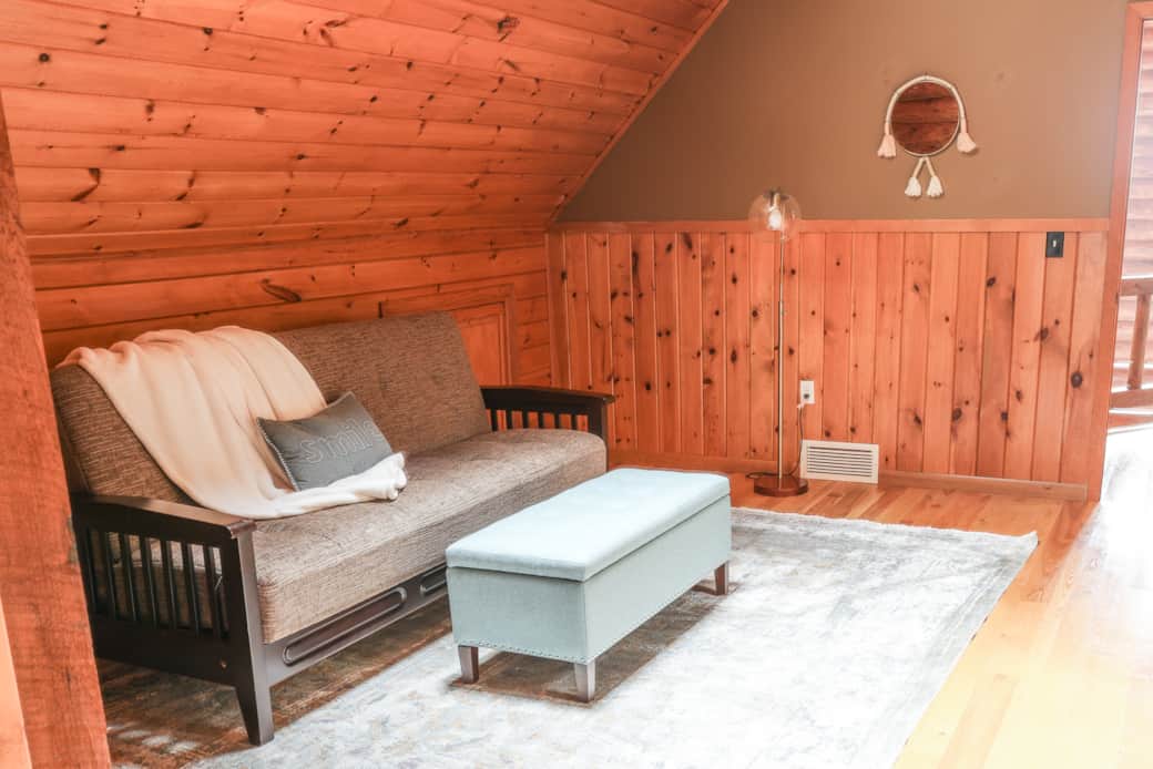 Futon sitting area/optional sleeping area upstairs