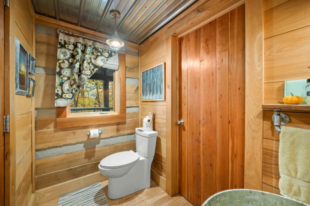 Half Bath cherry doors drop tin ceiling