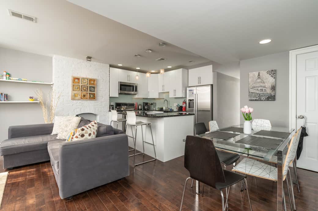 Living room, dining room, kitchen
