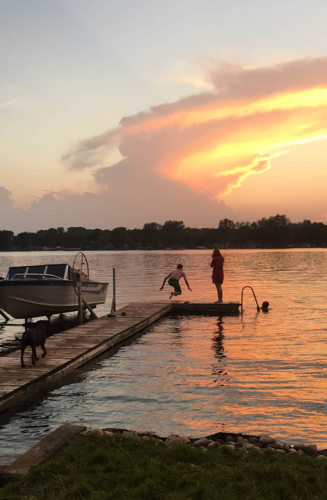 Jumping off the dock-boat not included