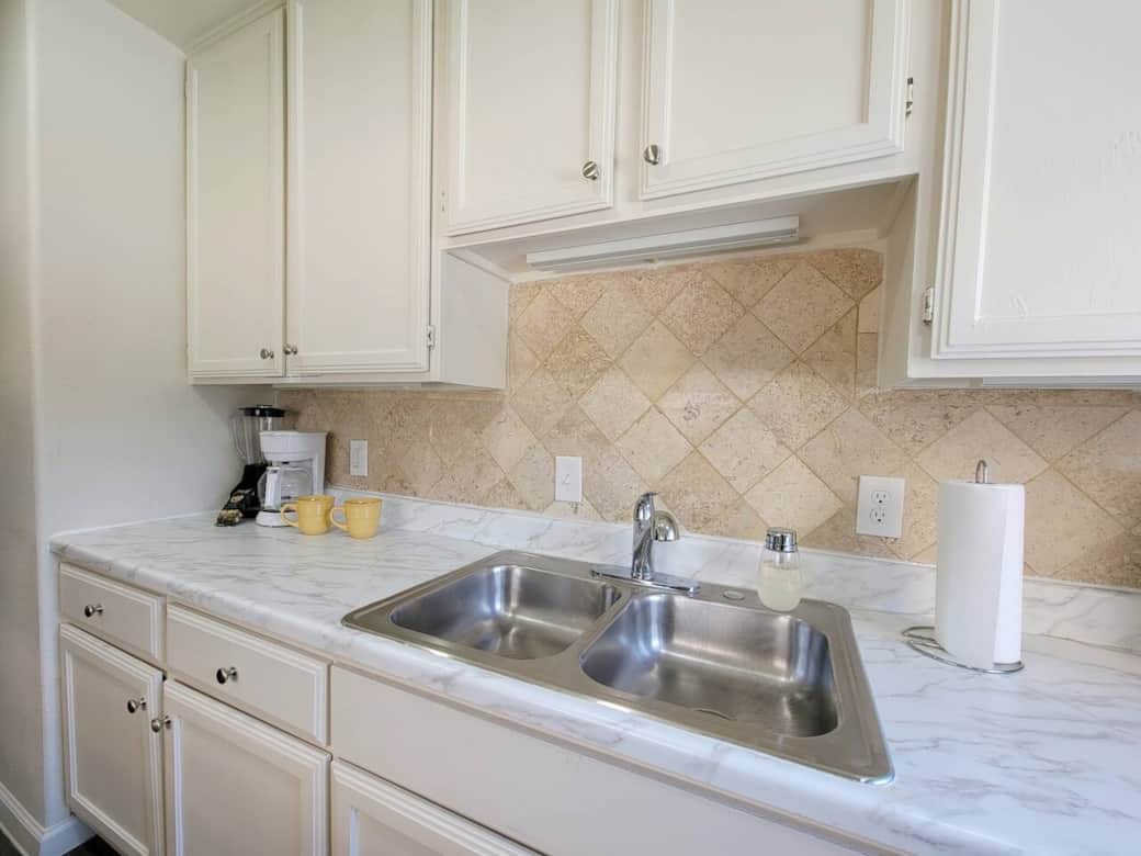 plenty of storage and dishes for an extended stay