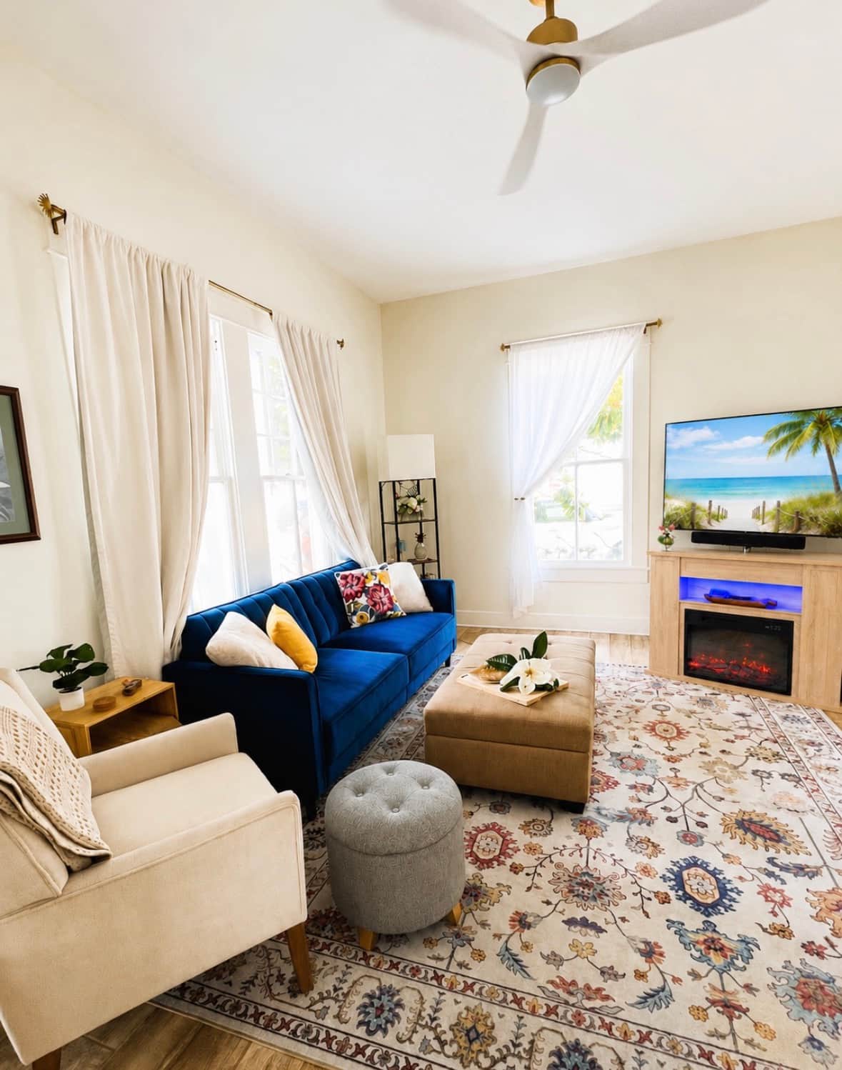 Coastal living room at White Magnolia Galveston