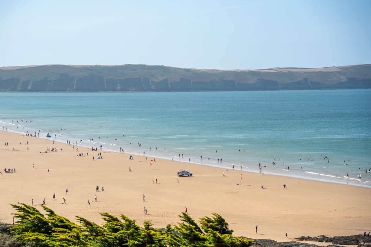 Views across Woolacombe beach and bay