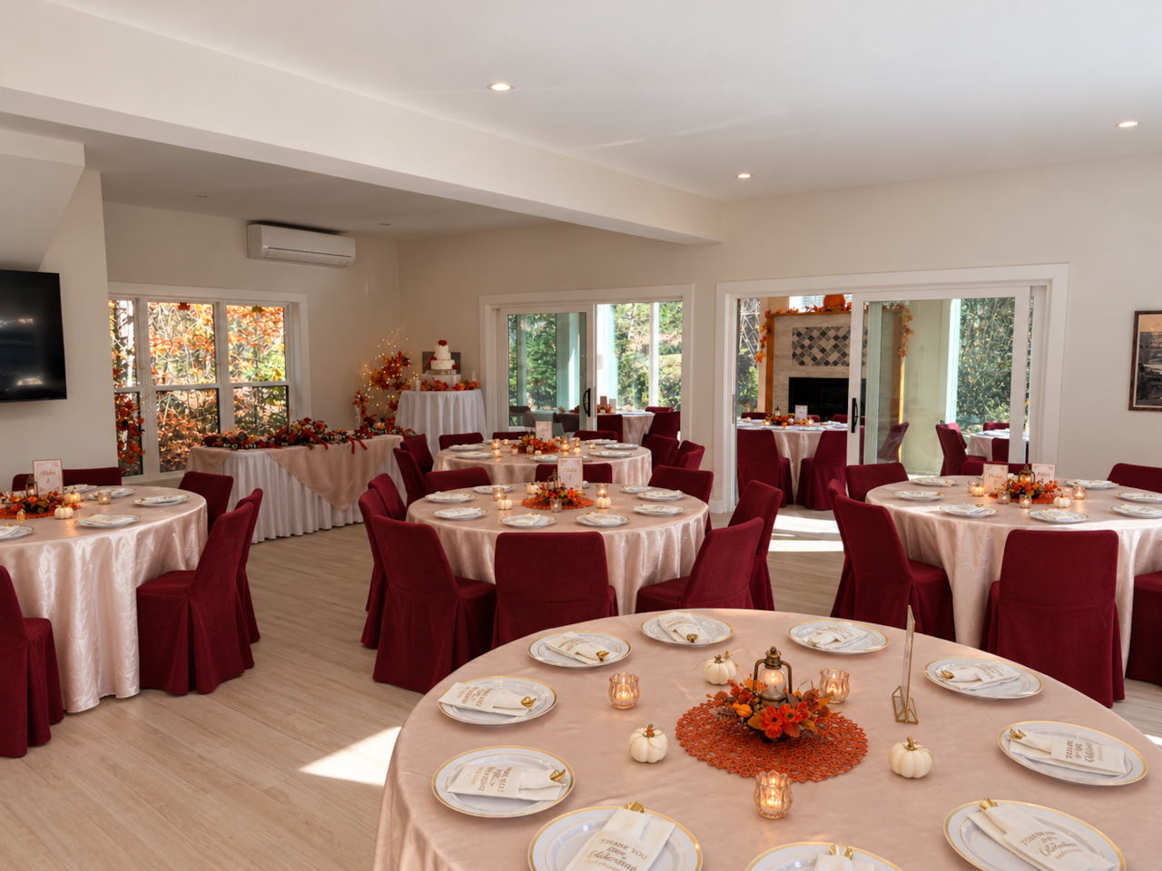 Elegant Burgundy Autumn Banquet Room.png
