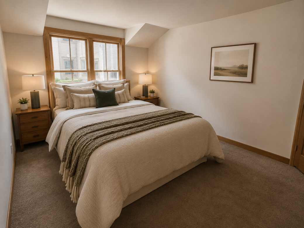 Second bedroom w/ queen bed and ensuite bath Second bedroom w/ queen bed and ensuite bath
