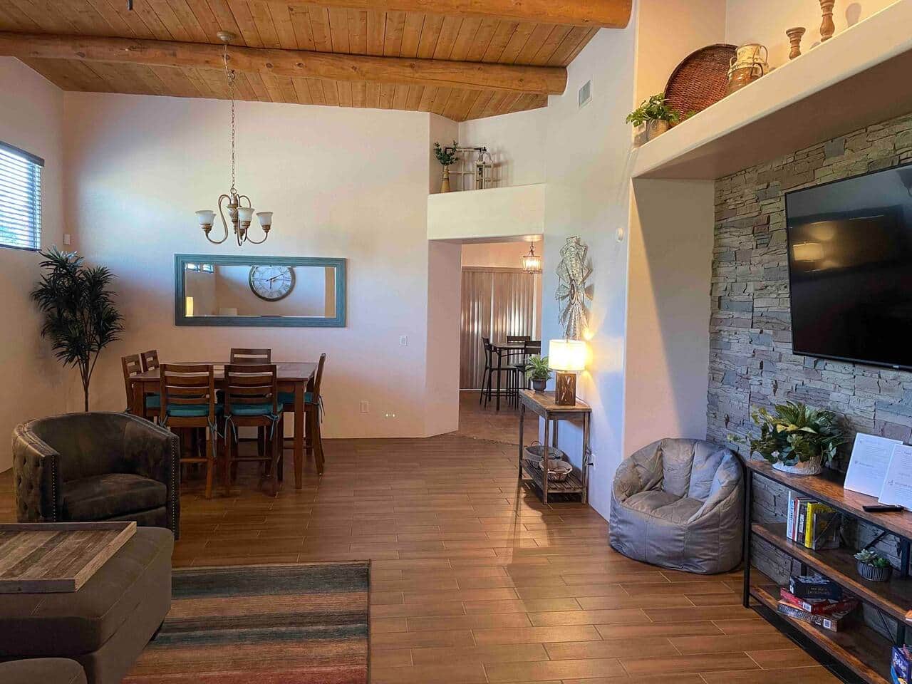 Living and Dining area. 65" Vizio Smart TV. Dining seats 6. 
