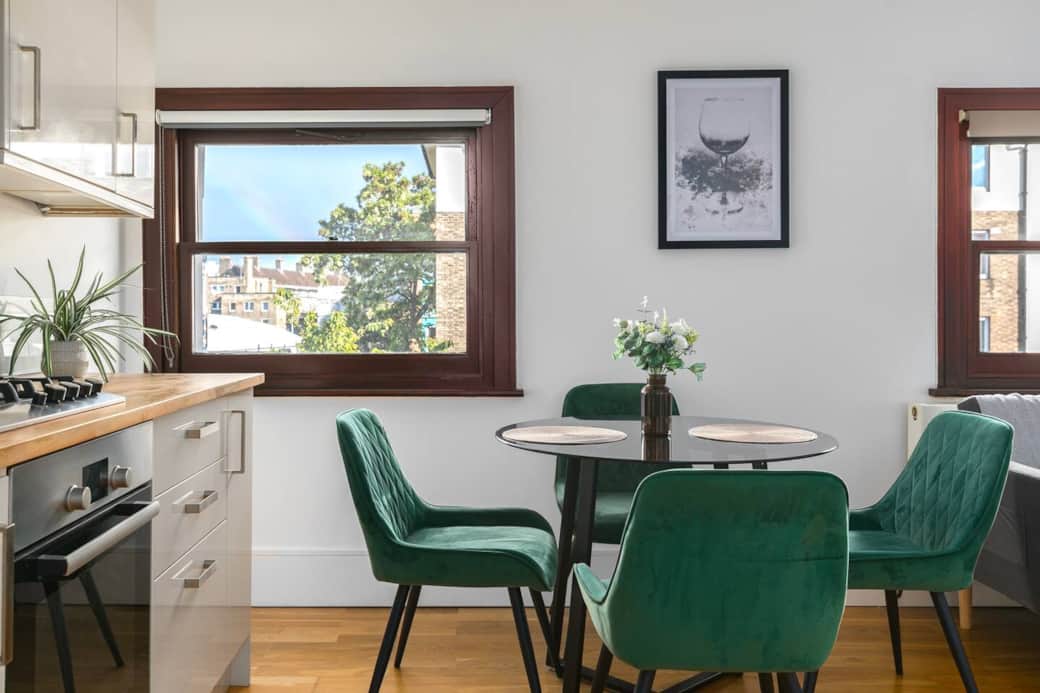 Gather around the dining table for morning coffee, home-cooked meals or an evening glass of wine. Designed to make the apartment feel like home. Gather around the dining table for morning coffee, home-cooked meals or an evening glass of wine. Designed to make the apartment feel like home.