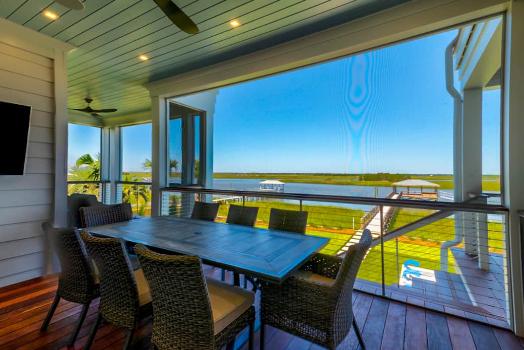 Screened-in outside dining