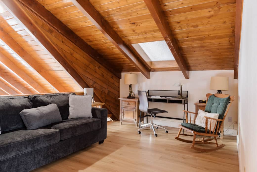 The loft space has a brand-new sleeper sofa (queen size) and a dedicated