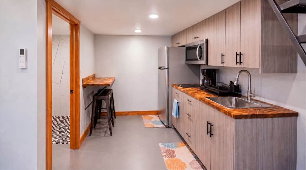 Fully equipped modern kitchen with stainless steel appliances in the Black Hills, SD.