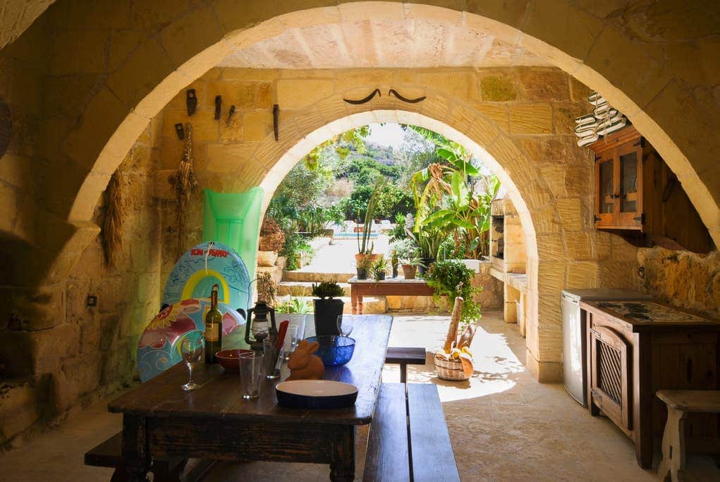 Outdoor kitchen and dining area
