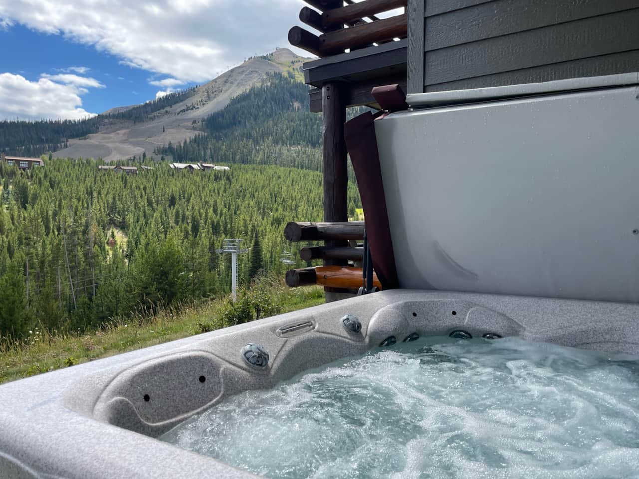 Private hot tub at our Moonlight Basin ski-in ski-out chalet