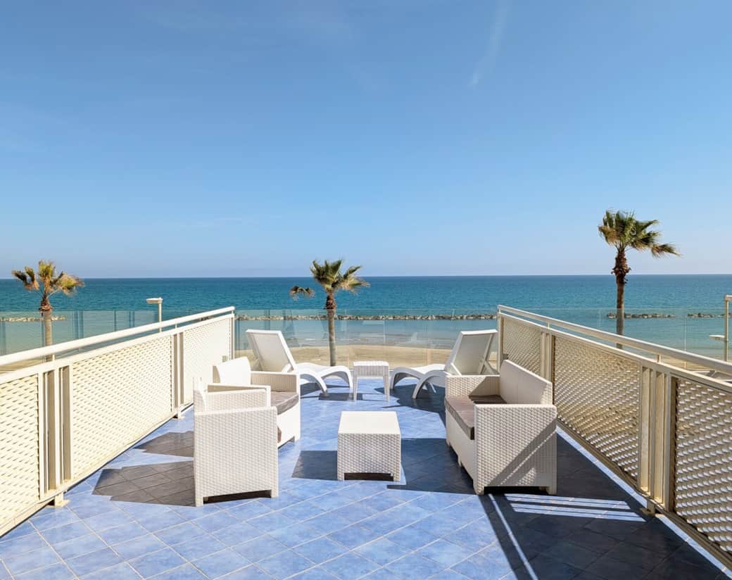 Panoramic terrace view across the Adriatic Sea