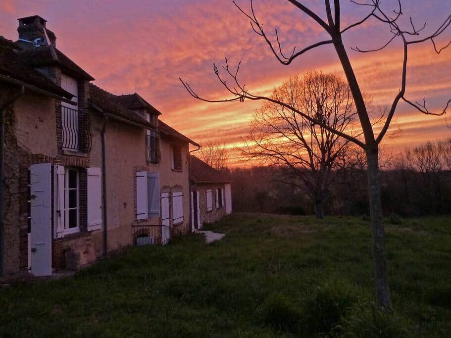 Coucher de soleil de la maison