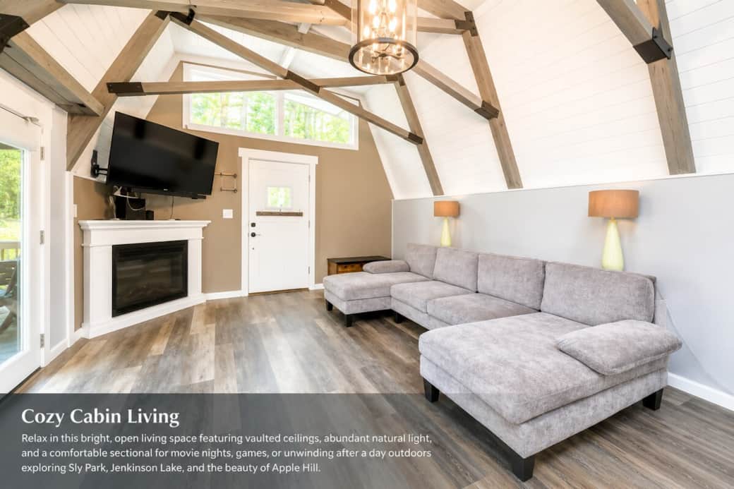 Bright open-concept living space with vaulted ceilings, cozy seating, and warm natural light — perfect for relaxing after exploring Sly Park, Jenkinson Lake, and nearby wineries. Bright open-concept living space with vaulted ceilings, cozy seating, and warm natural light — perfect for relaxing after exploring Sly Park, Jenkinson Lake, and nearby wineries.