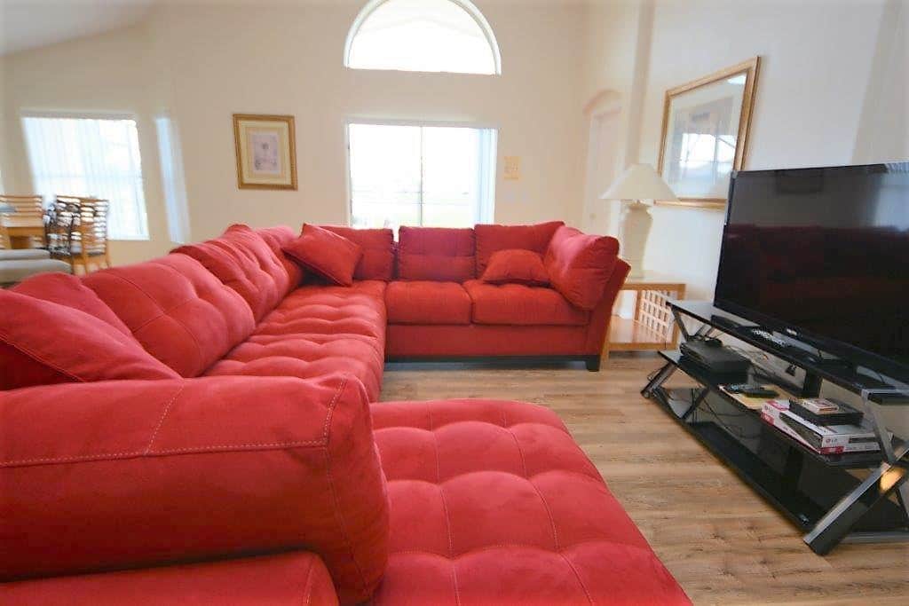 Family living area with TV