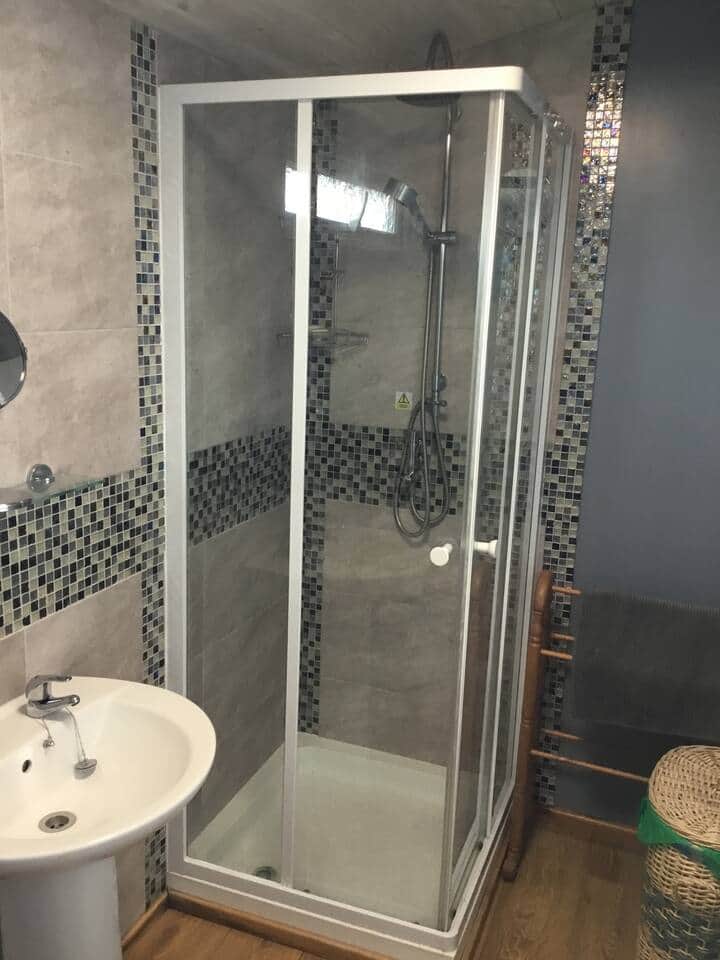 Shower in the washroom.