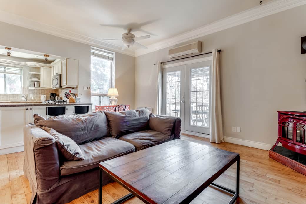 Chic living area in a short-term rental, with stylish decor.