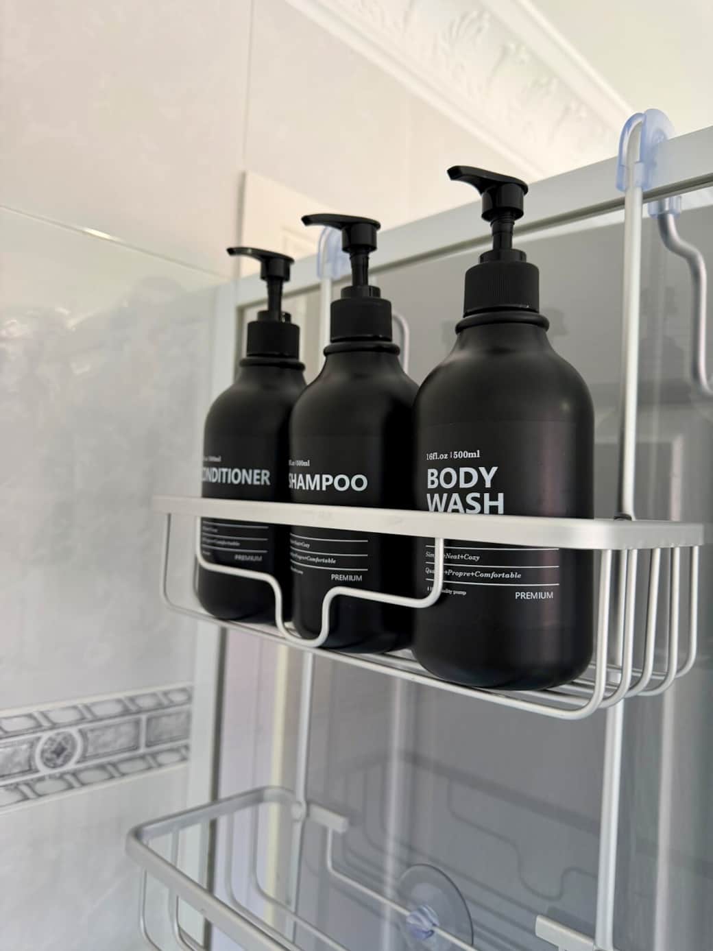 Enjoy complimentary shampoo, conditioner, and body wash available in the shower.