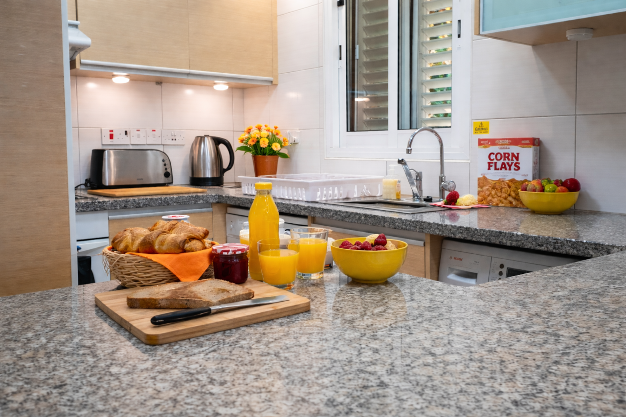 Bright breakfast spread on modern countertop
