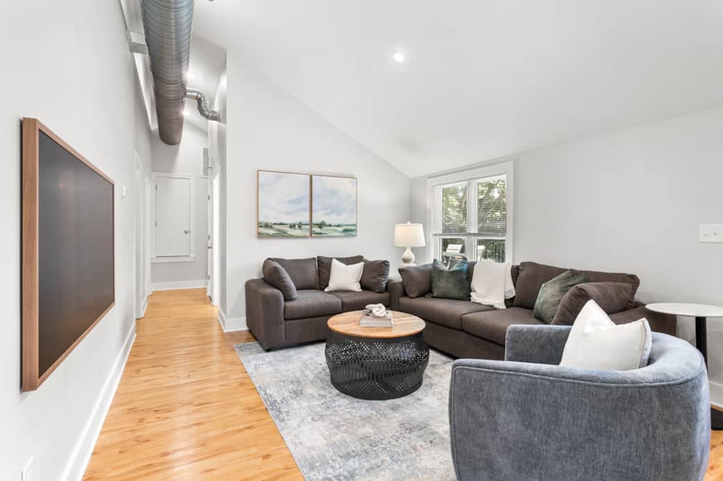 Comfortable Living Room with Google TV