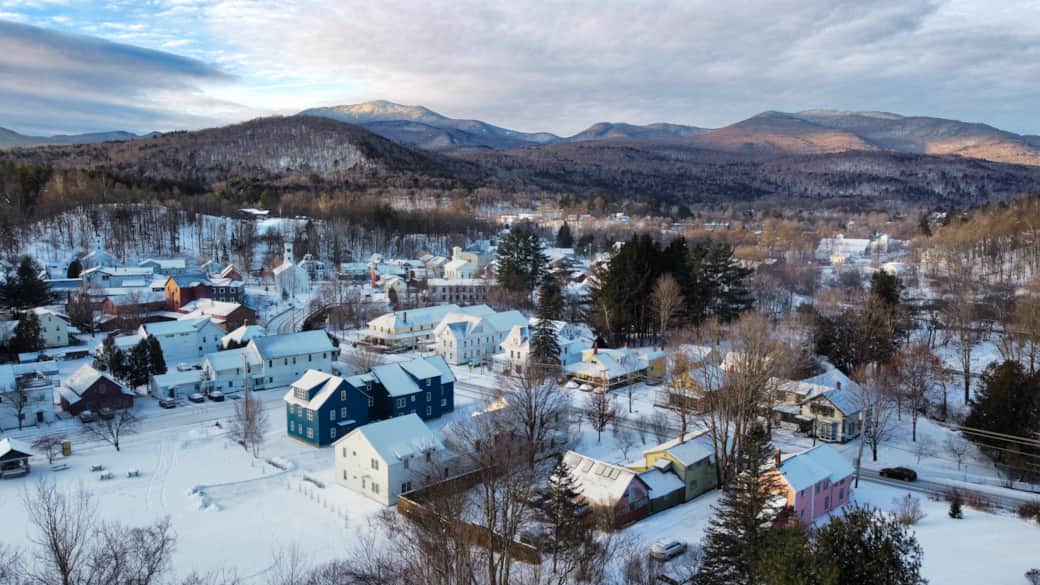 Aerial view from the property of the town. Easy to walk to restaurants/cafe, etc.!
