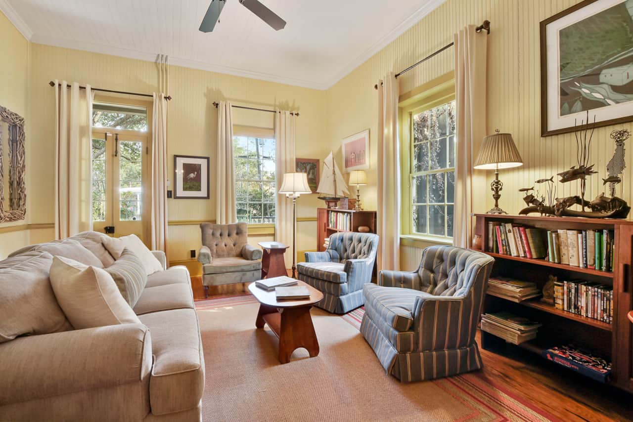 Living room showing the entrance to the house. 