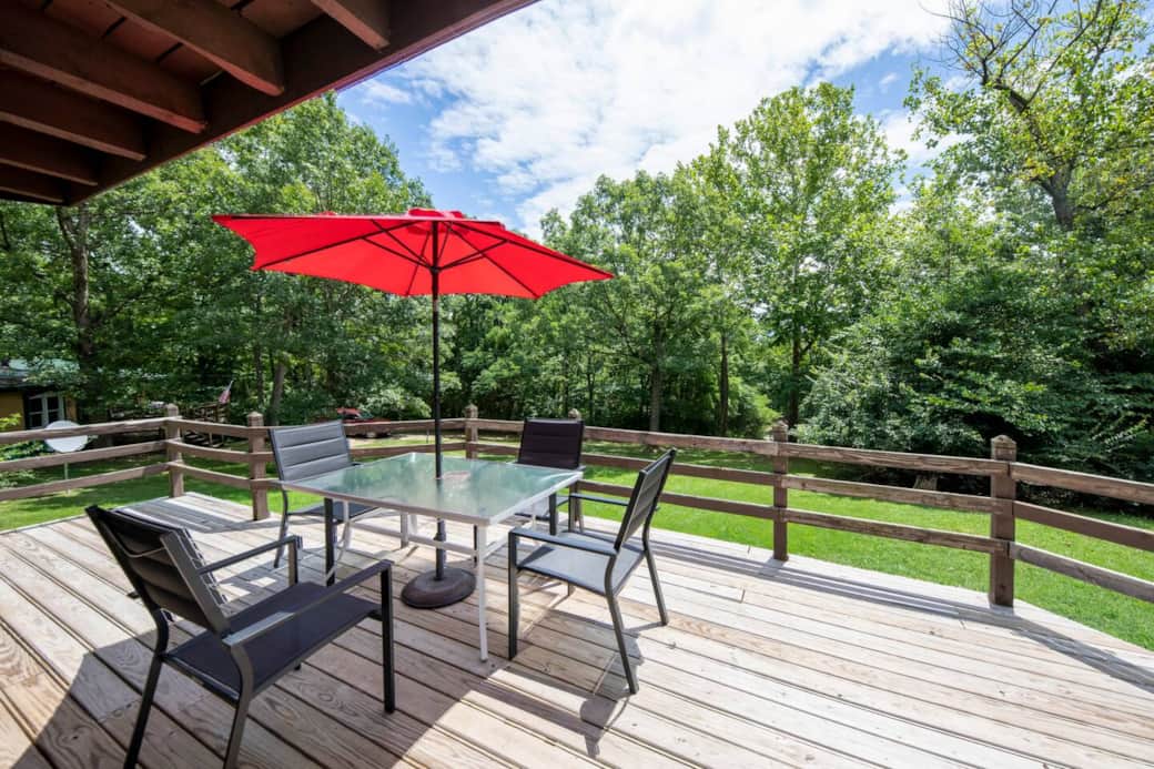 relax on the large deck out front relax on the large deck out front