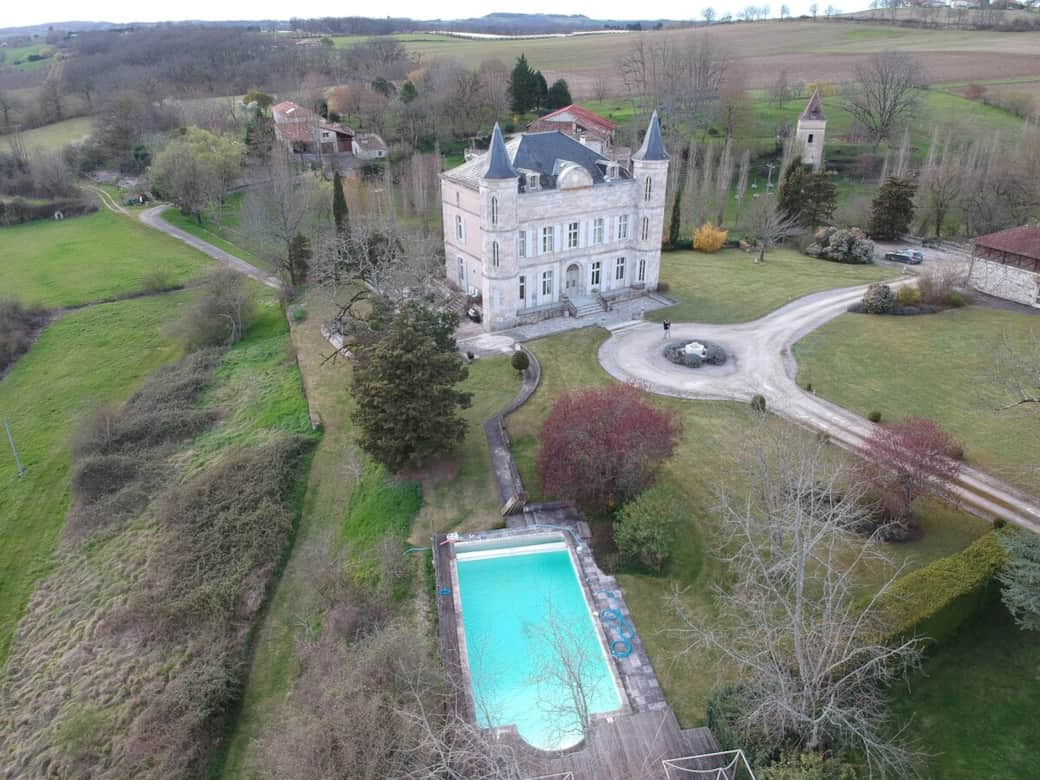Bird's eye view of the grounds in winter. 