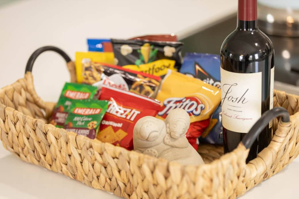 Step into island time—complimentary snacks and wine await; vacation begins the moment you arrive.