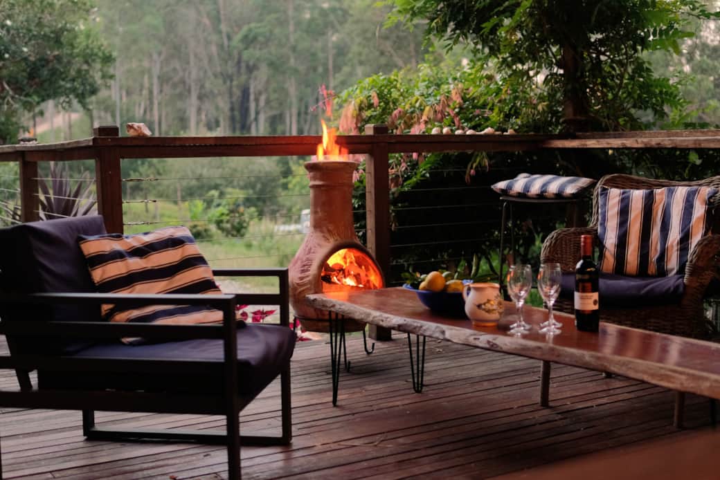 Bawley Ride_Farmhouse East_deck with chiminea_2048x1366_holiday accommodation nsw south coast