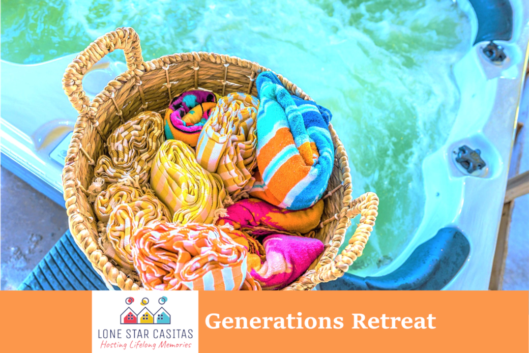 Welcome to Generations Retreat!  Beautifully remodeled in 2023, this home is perfect for large groups and safe for kids. Relax in our new hot tub, perfectly shaded 24/7.  Cool breezy area with tables surrounding the tub for your drinks and friends.