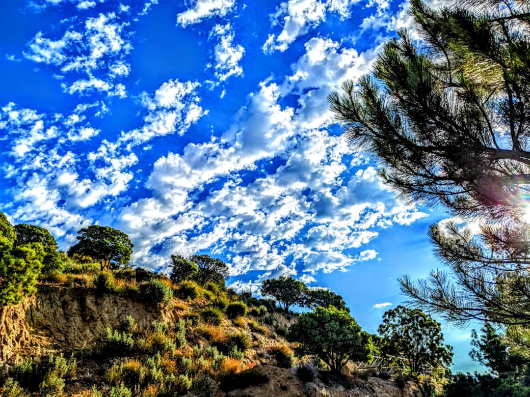 Clouds in a bright blue sky
