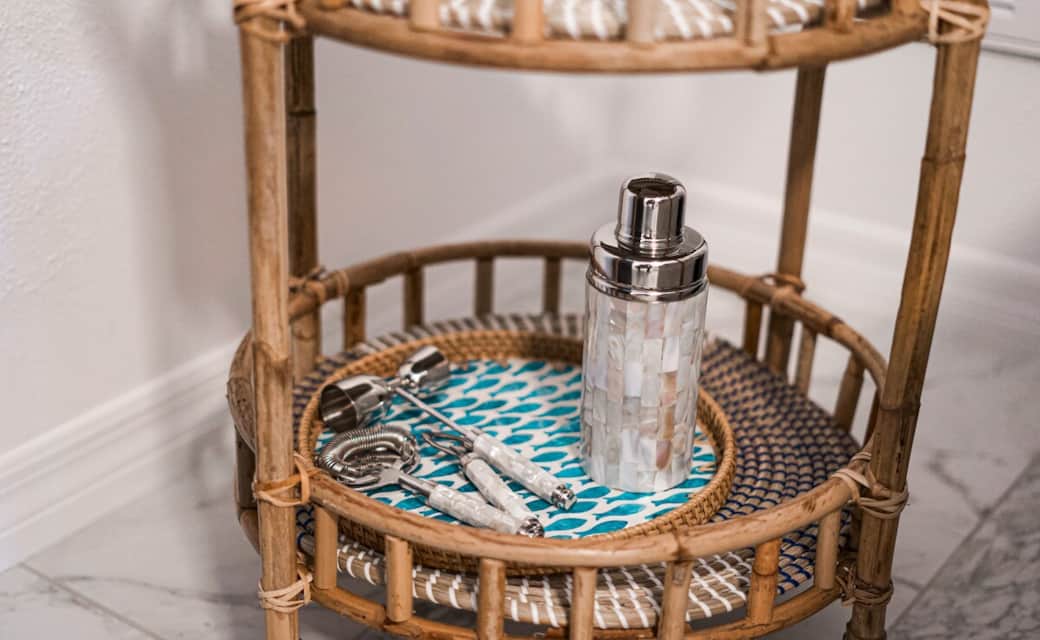 Cocktail shaker and bar tools.