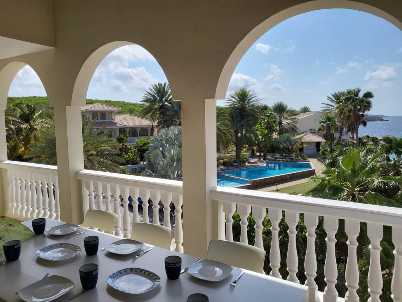 Main balcony overlooking the pool as well as the ocean