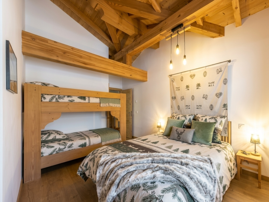 Family bedroom with mountain view