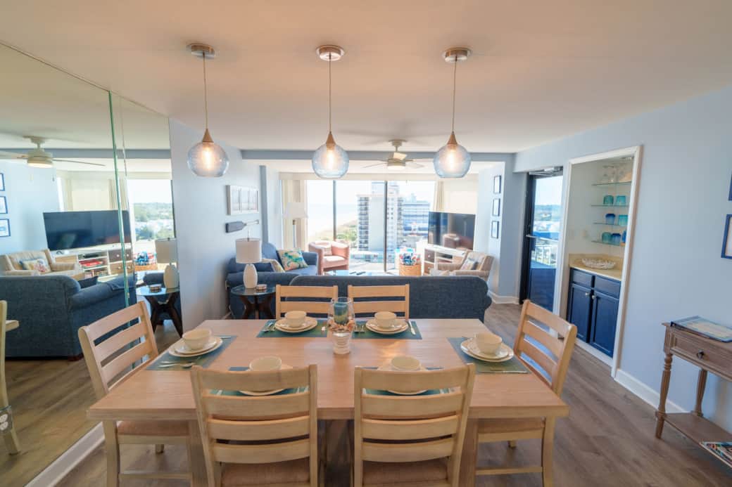 Dining area and living room