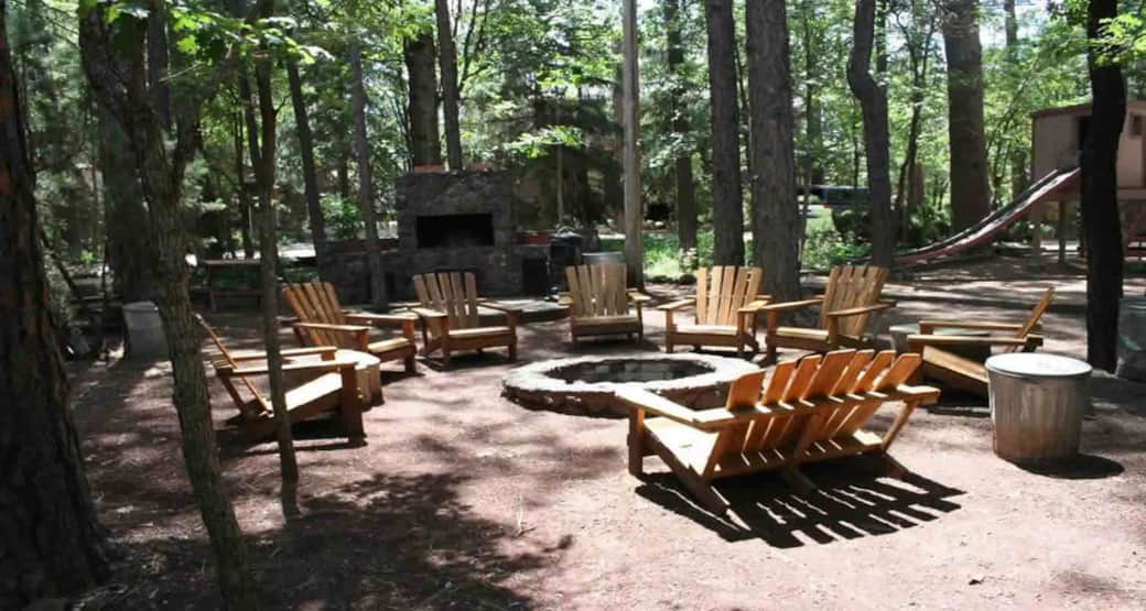 Northwoods cabins resort barbecue grilling area and fire pit