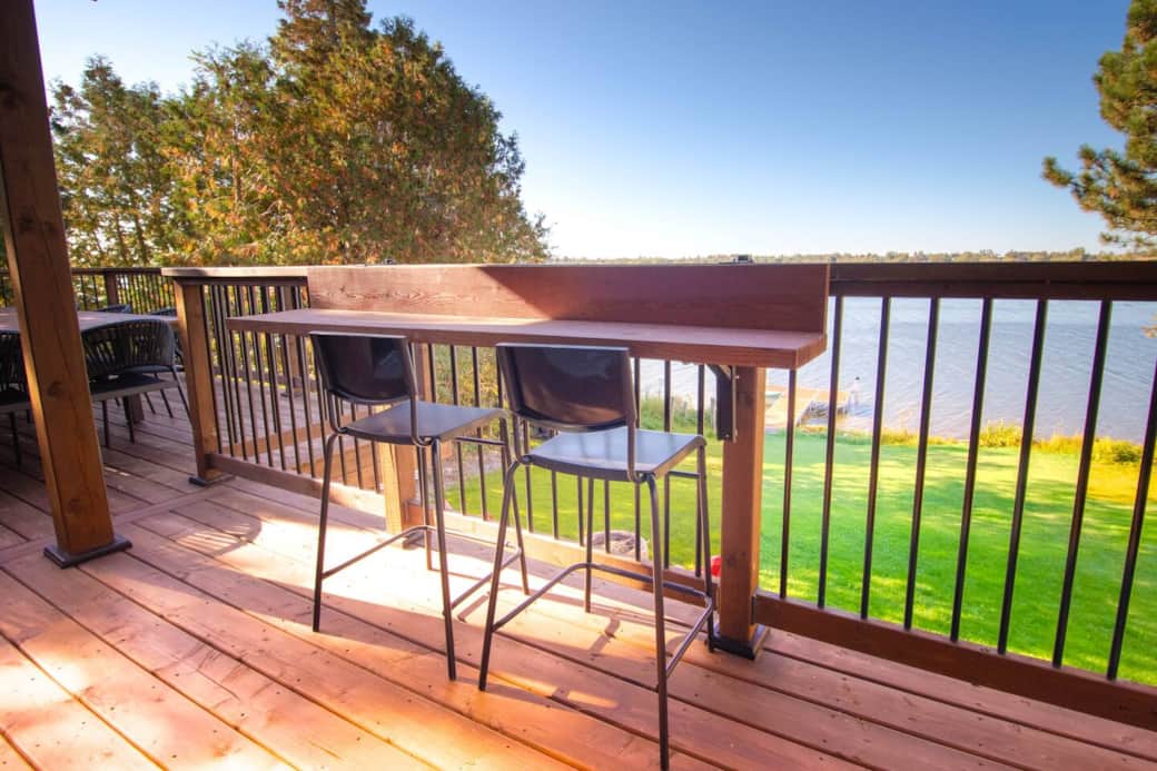 Outdoor coffee table with bar seating