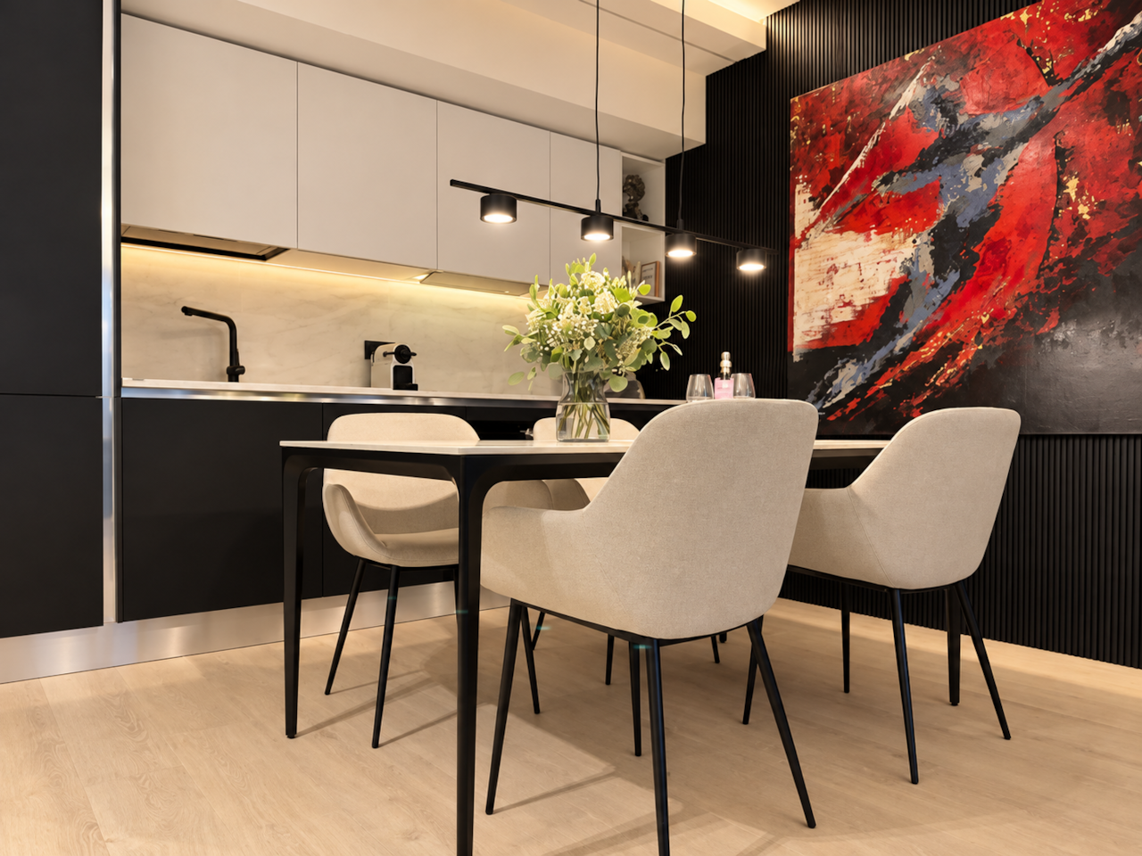 Azulis pisano 8 olbia dining table equipped kitchen artwork rental12