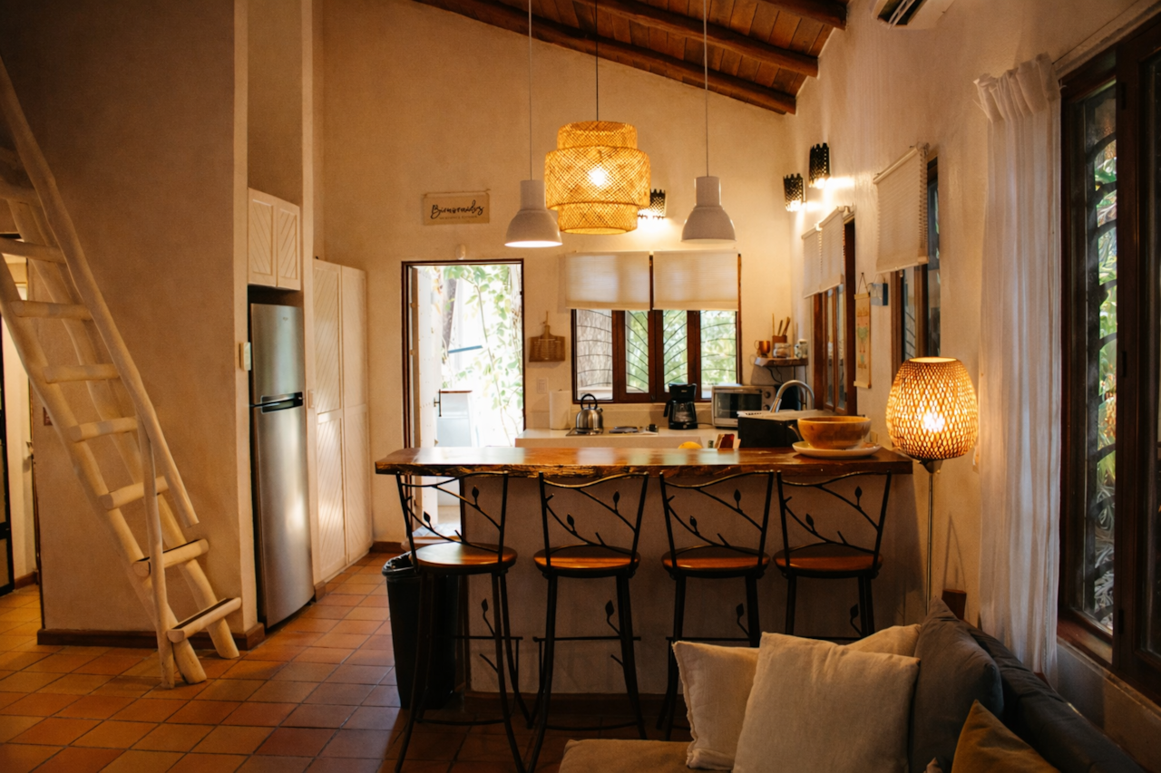kitchen & living room