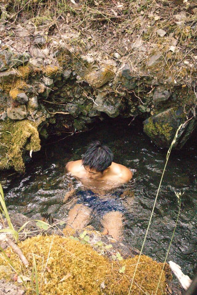 Cold plunge at the top of a waterfall Cold plunge at the top of a waterfall